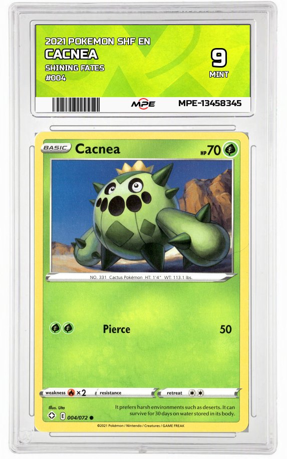 2021 POKEMON SHF EN SHINING FATES #004 CACNEA MPE 9 MINT — graded card auctioned from the MPE vault