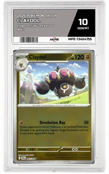 2026 POKEMON CRI EN Chaos Rising-REV HOLO #047 CLAYDOL MPE 10 GEM/MT — graded card up for auction