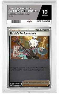 2026 POKEMON CRI EN Chaos Rising-REV HOLO #081 ROXIE'S PERFORMANCE MPE 10 GEM/MT — graded card up for auction