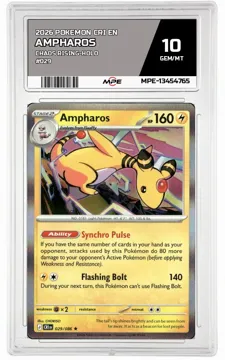 2026 POKEMON CRI EN Chaos Rising-HOLO #029 AMPHAROS MPE 10 GEM/MT — graded card up for auction