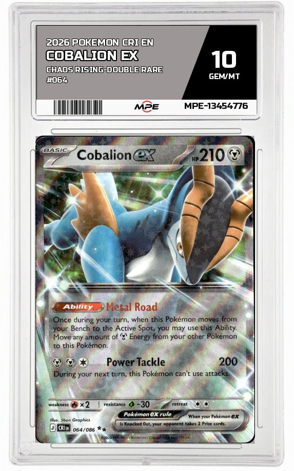 2026 POKEMON CRI EN Chaos Rising-Double Rare #064 COBALION EX MPE 10 GEM/MT — graded card auctioned from the MPE vault