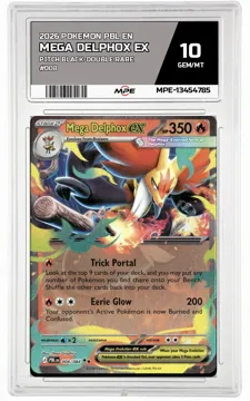 2026 POKEMON PBL EN Pitch Black-Double Rare #008 MEGA DELPHOX EX MPE 10 GEM/MT — graded card up for auction