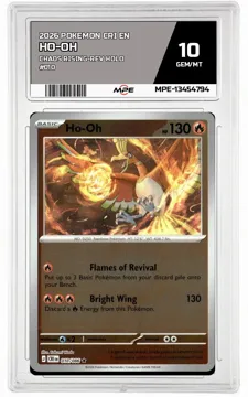 2026 POKEMON CRI EN Chaos Rising-REV HOLO #010 HO-OH MPE 10 GEM/MT — graded card up for auction