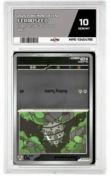 2026 POKEMON CRI EN Chaos Rising-REV HOLO #062 FERROSEED MPE 10 GEM/MT — graded card up for auction