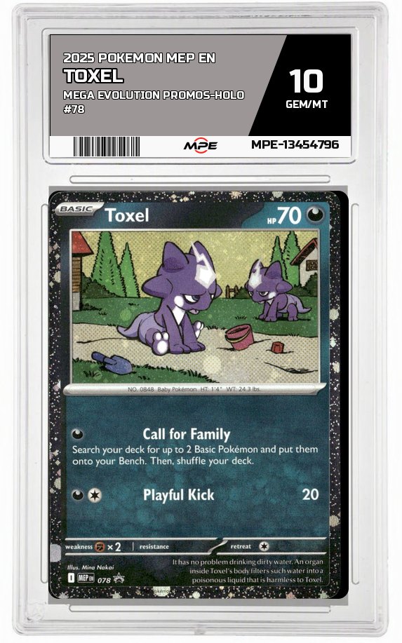 2025 POKEMON MEP EN Mega Evolution Promos-HOLO #78 TOXEL MPE 10 GEM/MT — graded card auctioned from the MPE vault