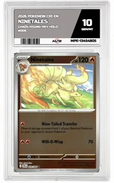 2026 POKEMON CRI EN Chaos Rising-REV HOLO #009 NINETALES MPE 10 GEM/MT — graded card up for auction