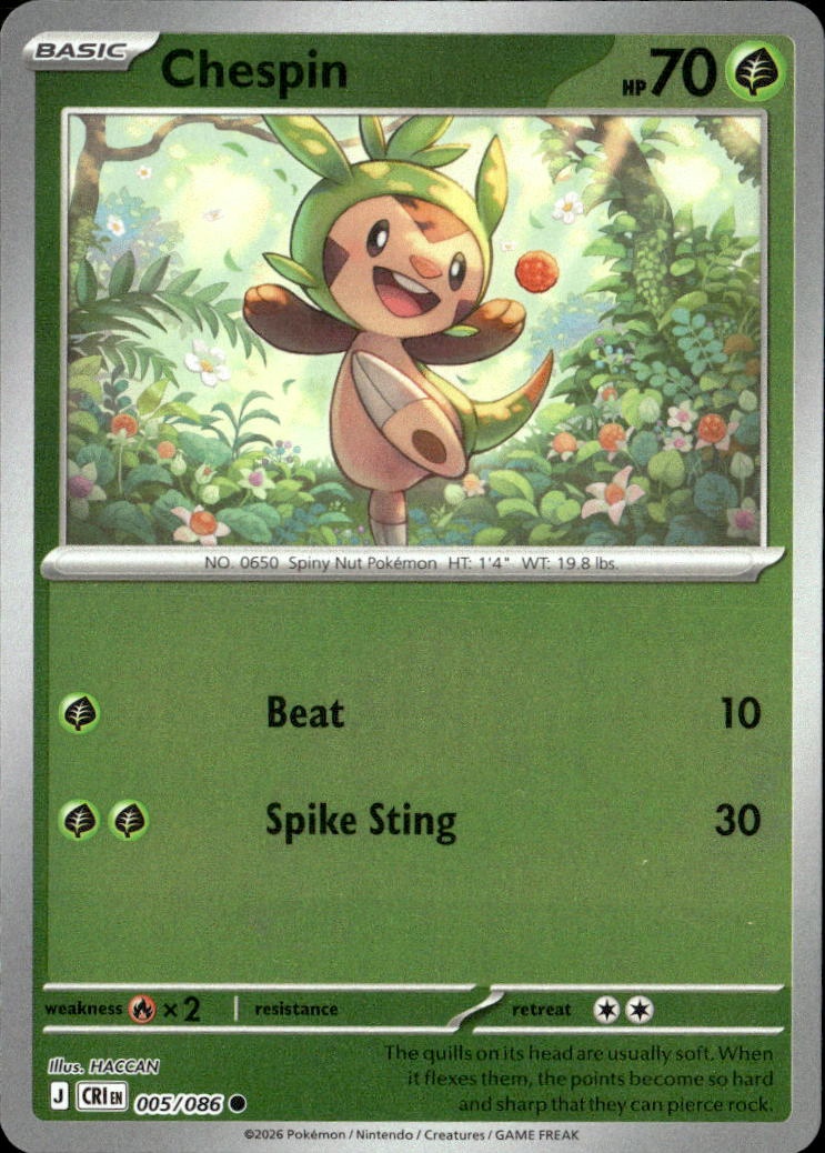 2026 Pokemon Cri En Chespin graded slab