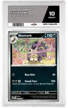 2026 POKEMON CRI EN Chaos Rising-REV HOLO #054 SKUNTANK MPE 10 GEM/MT — graded card up for auction