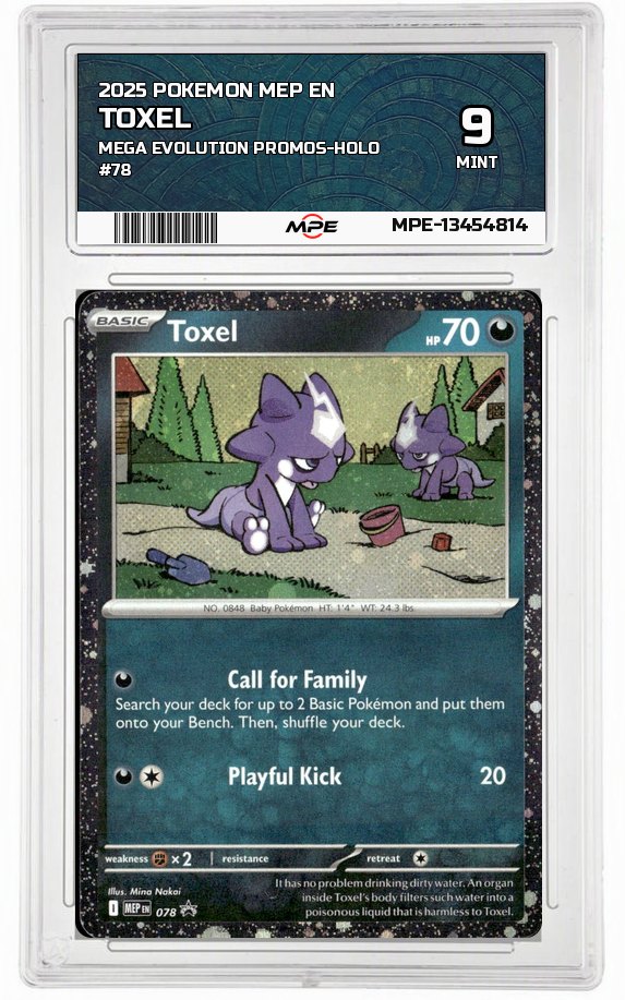 2025 POKEMON MEP EN Mega Evolution Promos-HOLO #78 TOXEL MPE 9 MINT — graded card auctioned from the MPE vault