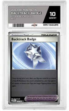 2026 POKEMON PBL EN Pitch Black-REV HOLO #074 BACKTRACK BADGE MPE 10 GEM/MT — graded card up for auction