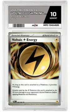 2026 POKEMON PBL EN Pitch Black-HOLO #084 VOLTAIC LIGHTNING ENERGY MPE 10 GEM/MT — graded card up for auction