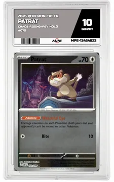2026 POKEMON CRI EN Chaos Rising-REV HOLO #070 PATRAT MPE 10 GEM/MT — graded card up for auction