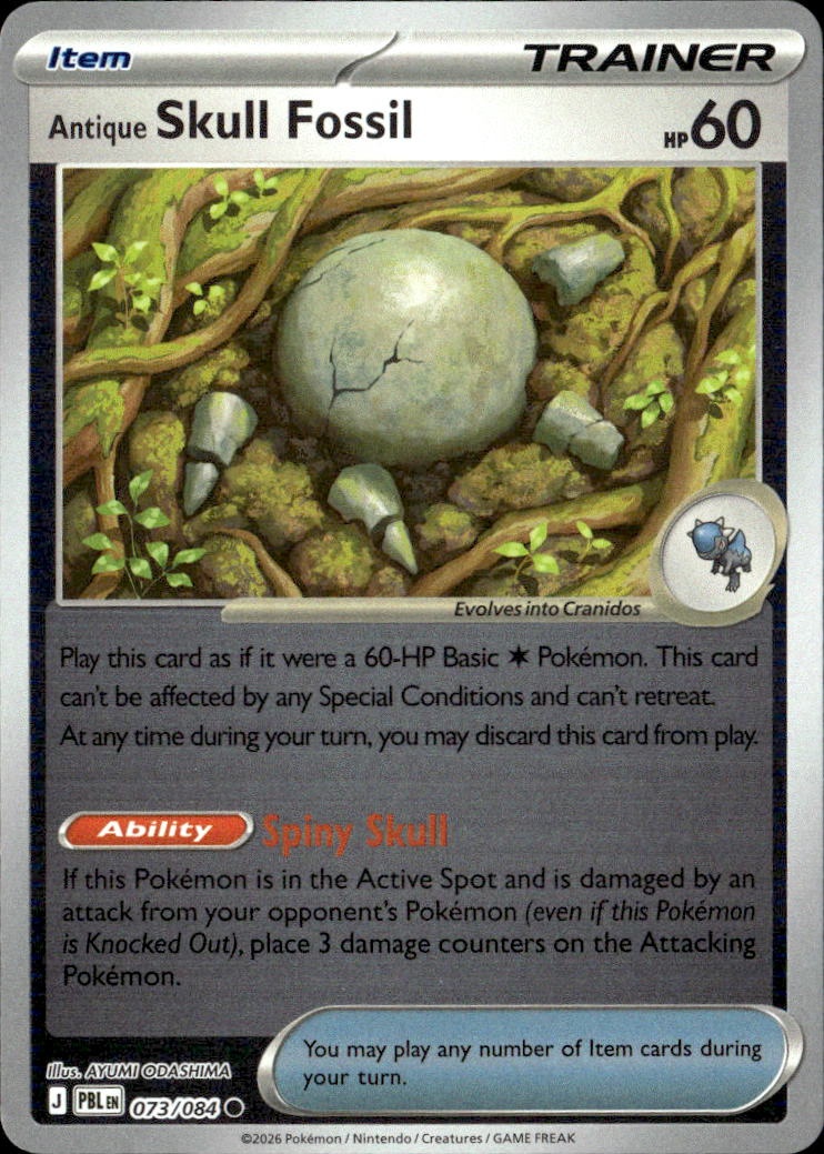 2026 Pokemon Pbl En Antique Skull Fossil graded slab