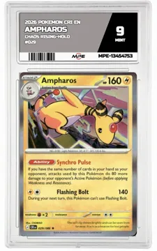 2026 POKEMON CRI EN Chaos Rising-HOLO #029 AMPHAROS MPE 9 MINT — graded card up for auction