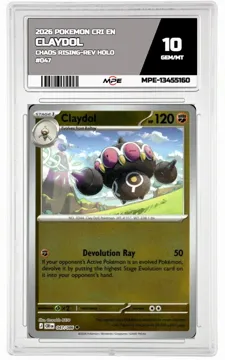 2026 POKEMON CRI EN Chaos Rising-REV HOLO #047 CLAYDOL MPE 10 GEM/MT — graded card up for auction