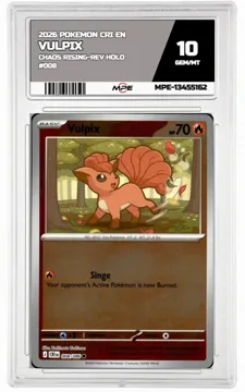 2026 POKEMON CRI EN Chaos Rising-REV HOLO #008 VULPIX MPE 10 GEM/MT — graded card up for auction