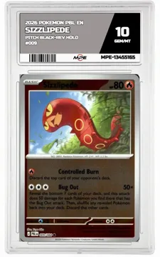 2026 POKEMON PBL EN Pitch Black-REV HOLO #009 SIZZLIPEDE MPE 10 GEM/MT — graded card up for auction