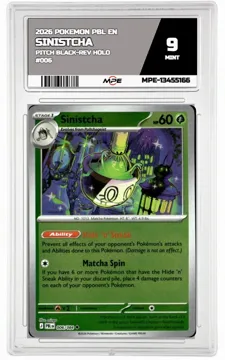 2026 POKEMON PBL EN Pitch Black-REV HOLO #006 SINISTCHA MPE 9 MINT — graded card up for auction