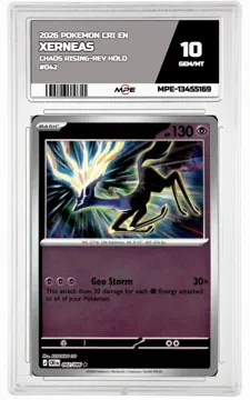 2026 POKEMON CRI EN Chaos Rising-REV HOLO #042 XERNEAS MPE 10 GEM/MT — graded card up for auction