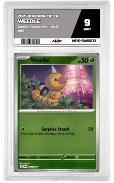 2026 POKEMON CRI EN Chaos Rising-REV HOLO #001 WEEDLE MPE 9 MINT — graded card up for auction