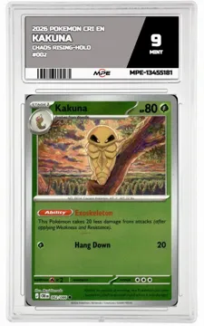 2026 POKEMON CRI EN Chaos Rising-HOLO #002 KAKUNA MPE 9 MINT — graded card up for auction