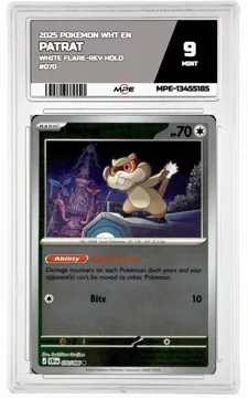 2025 POKEMON WHT EN White Flare-REV HOLO #070 PATRAT MPE 9 MINT — graded card up for auction