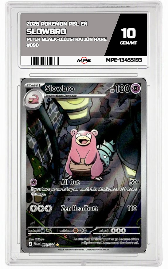 2026 POKEMON PBL EN Pitch Black-Illustration Rare #090 SLOWBRO MPE 10 GEM/MT — graded card auctioned from the MPE vault