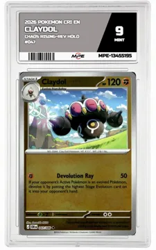 2026 POKEMON CRI EN Chaos Rising-REV HOLO #047 CLAYDOL MPE 9 MINT — graded card up for auction