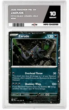 2026 POKEMON PBL EN Pitch Black-COSMOS HOLO #056 ZARUDE MPE 10 GEM/MT — graded card up for auction