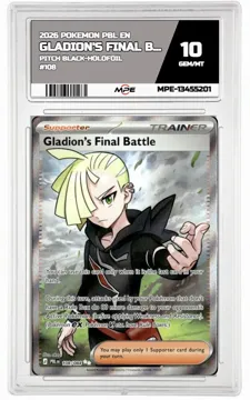 2026 POKEMON PBL EN Pitch Black-HOLOFOIL #108 GLADION'S FINAL BATTLE MPE 10 GEM/MT — graded card up for auction