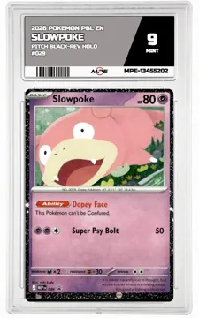 2026 POKEMON PBL EN Pitch Black-REV HOLO #029 SLOWPOKE MPE 9 MINT — graded card up for auction
