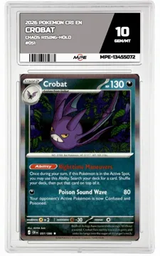 2026 POKEMON CRI EN Chaos Rising-HOLO #051 CROBAT MPE 10 GEM/MT — graded card up for auction