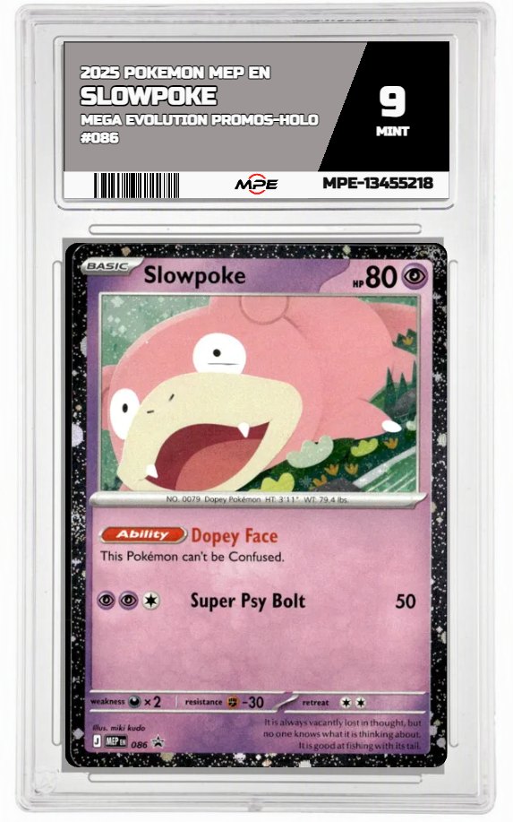 2025 POKEMON MEP EN Mega Evolution Promos-HOLO #086 SLOWPOKE MPE 9 MINT — graded card auctioned from the MPE vault
