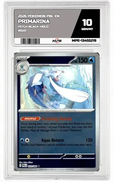 2026 POKEMON PBL EN Pitch Black-HOLO #020 PRIMARINA MPE 10 GEM/MT — graded card up for auction