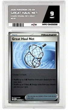 2026 POKEMON CRI EN Chaos Rising-REV HOLO #078 GREAT HAUL NET MPE 9 MINT — graded card up for auction