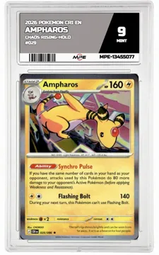 2026 POKEMON CRI EN Chaos Rising-HOLO #029 AMPHAROS MPE 9 MINT — graded card up for auction