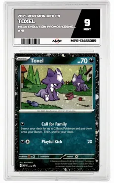 2025 POKEMON MEP EN Mega Evolution Promos-COSMOS HOLOFOIL #78 TOXEL MPE 9 MINT — graded card up for auction