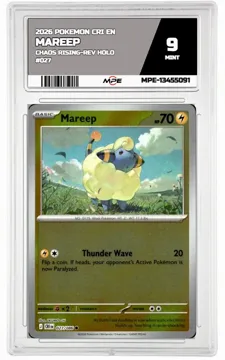 2026 POKEMON CRI EN Chaos Rising-REV HOLO #027 MAREEP MPE 9 MINT — graded card up for auction