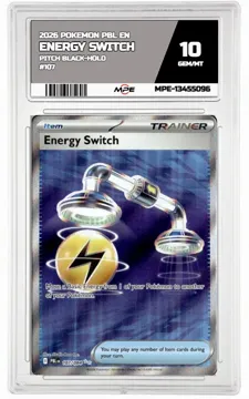 2026 POKEMON PBL EN Pitch Black-HOLO #107 ENERGY SWITCH MPE 10 GEM/MT — graded card up for auction