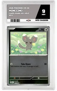 2026 POKEMON CRI EN Chaos Rising-REV HOLO #072 MINCCINO MPE 9 MINT — graded card up for auction