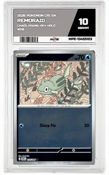 2026 POKEMON CRI EN Chaos Rising-REV HOLO #016 REMORAID MPE 10 GEM/MT — graded card up for auction