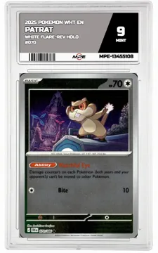 2025 POKEMON WHT EN White Flare-REV HOLO #070 PATRAT MPE 9 MINT — graded card up for auction