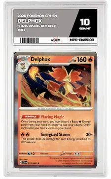 2026 POKEMON CRI EN Chaos Rising-REV HOLO #013 DELPHOX MPE 10 GEM/MT — graded card up for auction