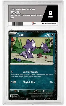 2025 POKEMON MEP EN Mega Evolution Promos-COSMOS HOLO #78 TOXEL MPE 9 MINT — graded card up for auction