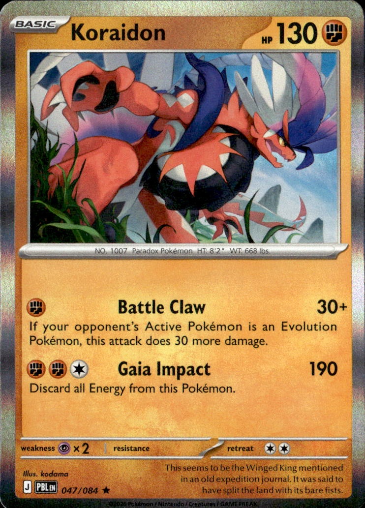 2026 Pokemon Pbl En Koraidon graded slab