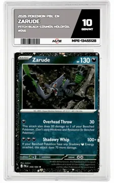 2026 POKEMON PBL EN Pitch Black-COSMOS HOLOFOIL #056 ZARUDE MPE 10 GEM/MT — graded card up for auction