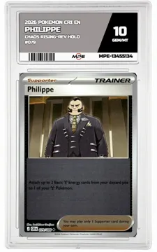 2026 POKEMON CRI EN Chaos Rising-REV HOLO #079 PHILIPPE MPE 10 GEM/MT — graded card up for auction