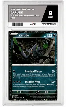 2026 POKEMON PBL EN Pitch Black-COSMOS HOLOFOIL #056 Zarude MPE 9 MINT — graded card up for auction