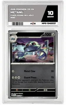 2026 POKEMON CRI EN Chaos Rising-REV HOLO #060 METANG MPE 10 GEM/MT — graded card up for auction