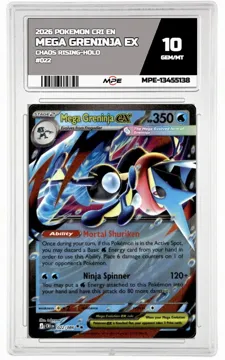 2026 POKEMON CRI EN Chaos Rising-HOLO #022 MEGA GRENINJA EX MPE 10 GEM/MT — graded card up for auction